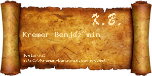 Kremer Benjámin névjegykártya